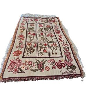 Vintage Williamsburg Goodwin Weavers Floral Tapestry Throw Blanket Cottagecore